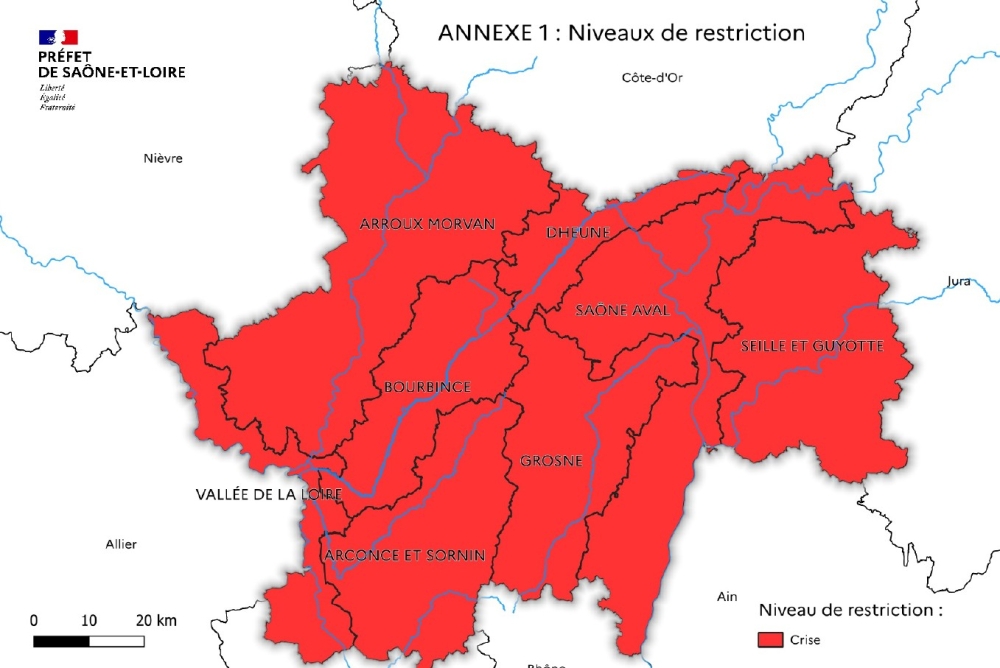 Arrêté sècheresse - Département de la Saône-et-Loire