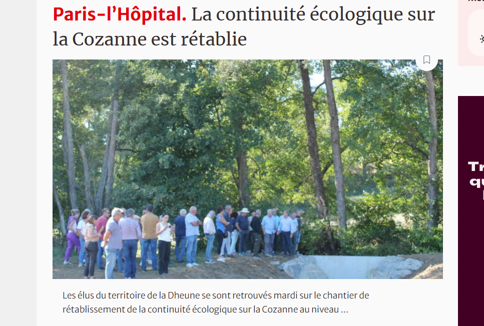 La continuité écologique sur la Cozanne est rétablie